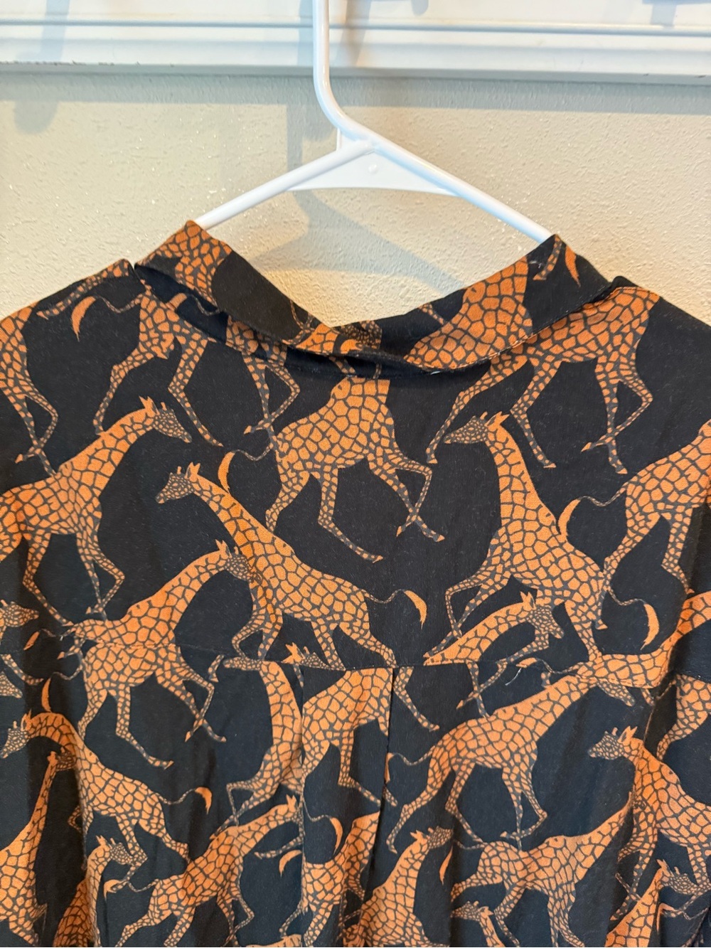 Jane & Delancey Giraffe Print Button-Up Blouse in Black and Brown - Picture 7 of 9